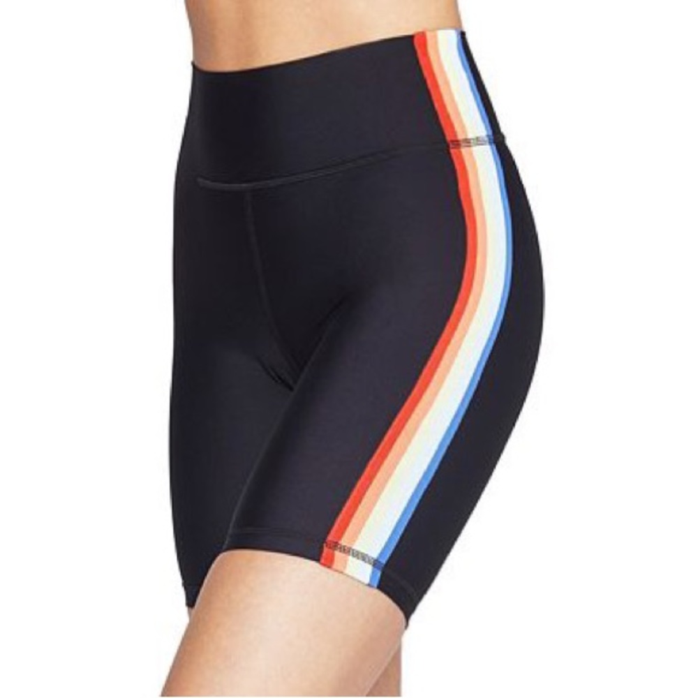 NEW Spiritual Gangster High-Rise Rainbow Side-Stripe Bicycle Biker Bike Shorts S